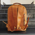 Back view of Bondi Beach Leather Backpack displaying adjustable straps and ergonomic design