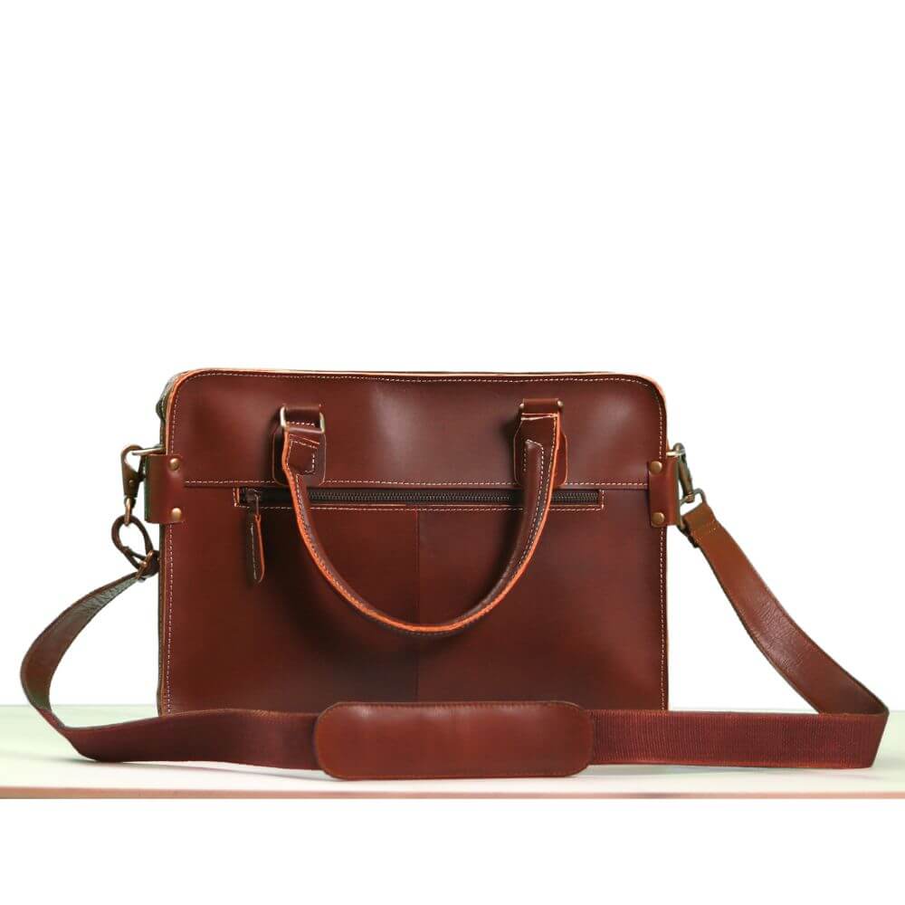 Backside of City Chic  Leather Messenger Bag Australia with adjustable shoulder straps attached