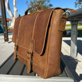 Sydney Harbour Messenger bag made with pure full grain leather and fine stitching