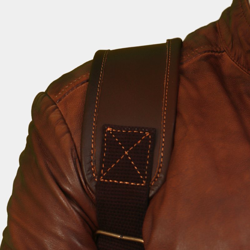 Fine Stitching on Adjustable leather backpack straps