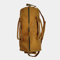 Top view of costal travel leather duffle by TLB Australia showing YKK zippers 